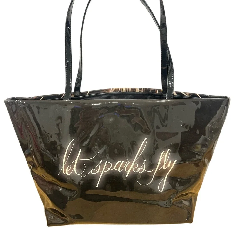 Kate Spade New York LET SPARKS FLY Sparkle Tote BagPatent Leather Sparkler Print